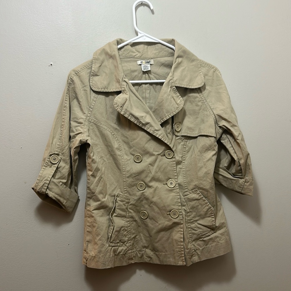At Last Tan Trench Coat Double-Breasted Classic